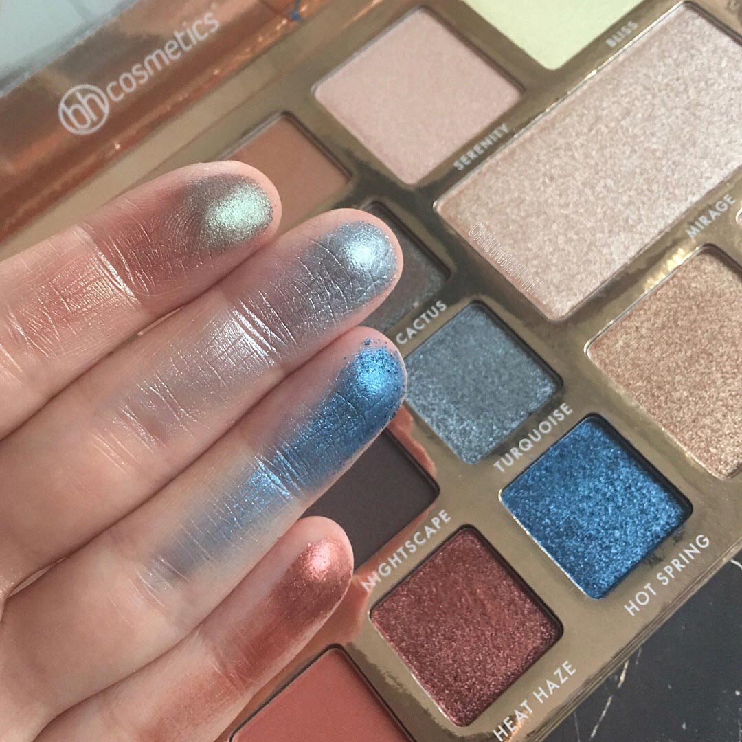 bh cosmetics desert oasis palette finger swatches