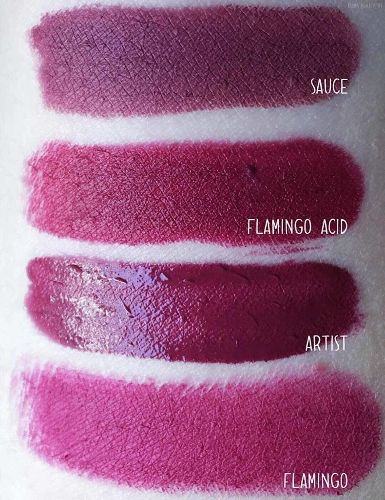 fenty beauty mattemoiselle lipstick flamingo comparison