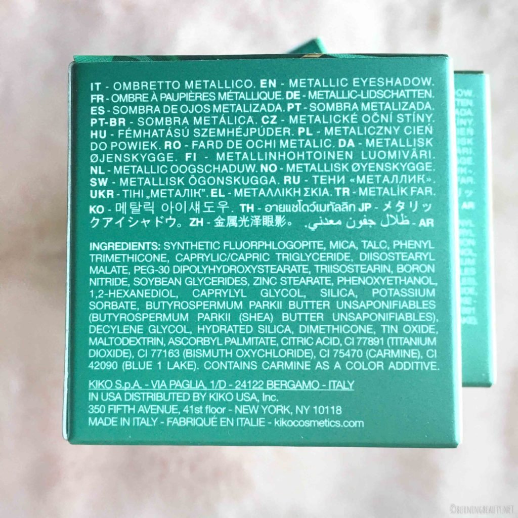 kiko unexpected paradise eyeshadow inci